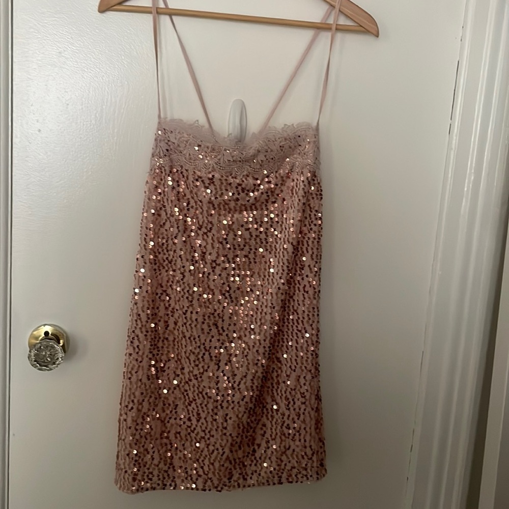 Sequin pink mini dress